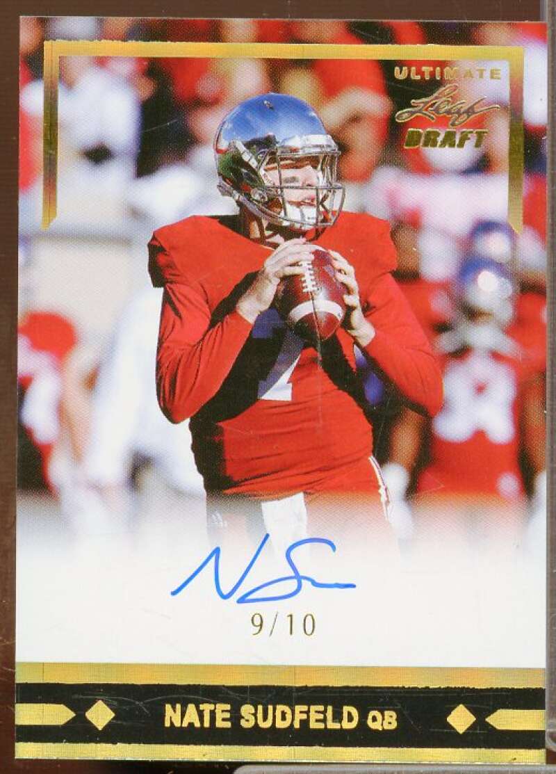 Nate Sudfeld 2016 Leaf Ultimate Draft '91 Rookie Autograph Gold Spectrum #GLRNS1  Image 1