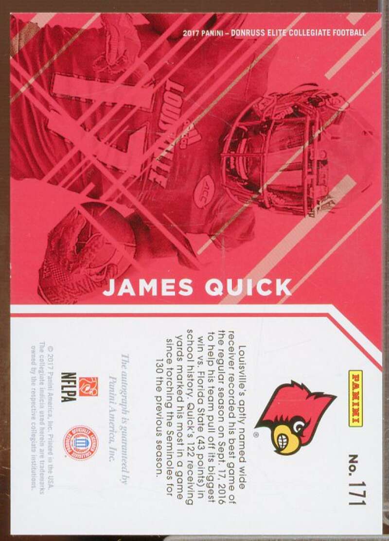 James Quick/99 Rookie 2017 Elite Draft Picks Autographs Aspirations Purple #171  Image 2