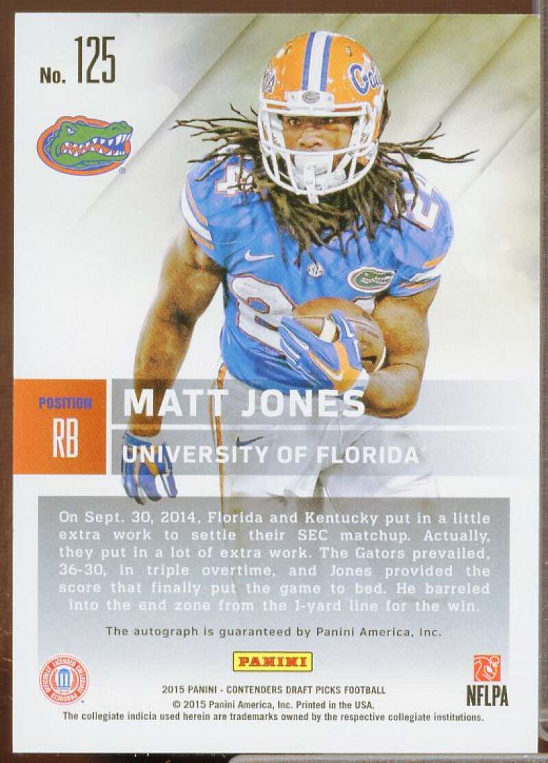 Matt Jones AU Rookie Card 2015 Panini Contenders Draft Picks Bowl Ticket #125  Image 2