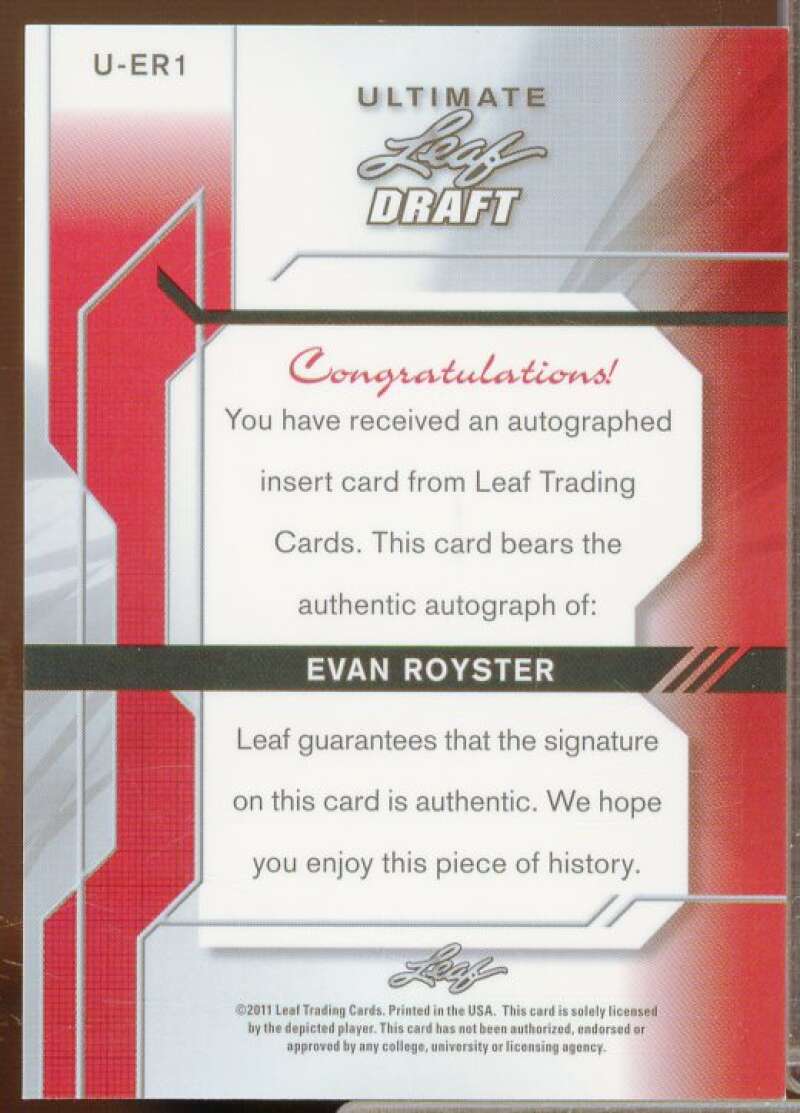 Evan Royster Rookie Card 2011 Leaf Ultimate Draft Metal Prismatic Blue #UER1  Image 2