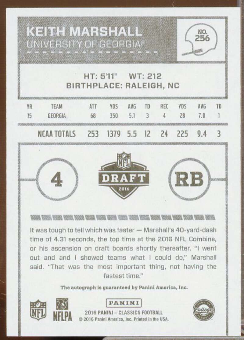 Keith Marshall/49 Rookie Card 2016 Classics Significant Signatures Bronze #256  Image 2