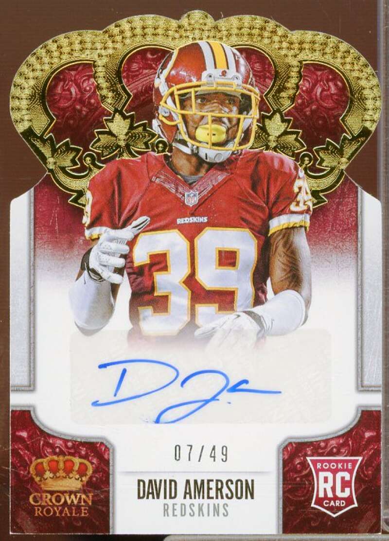 David Amerson Rookie Card 2013 Crown Royale Rookie Signatures Gold #129  Image 1