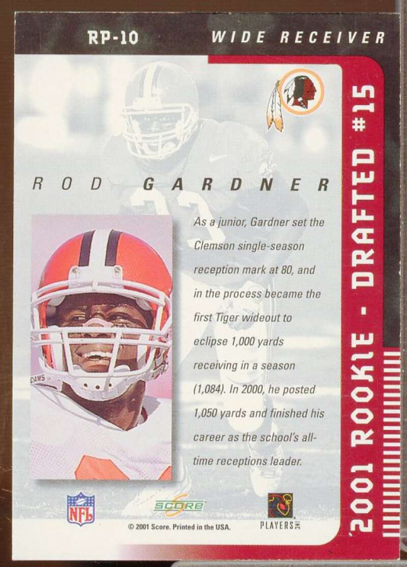 Rod Gardner/50 Rookie Card 2001 Select Rookie Preview Autographs #RP10  Image 2