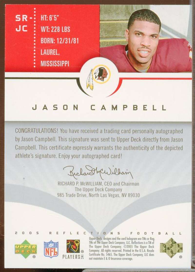 Jason Campbell Rookie Card 2005 Reflections Signature Reflections Red #SRJC  Image 2