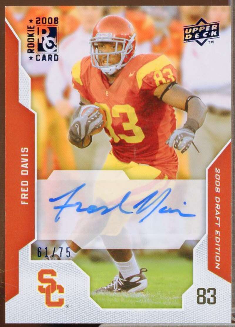 Fred Davis Rookie Card 2008 Upper Deck Draft Edition Autographs Blue #39  Image 1