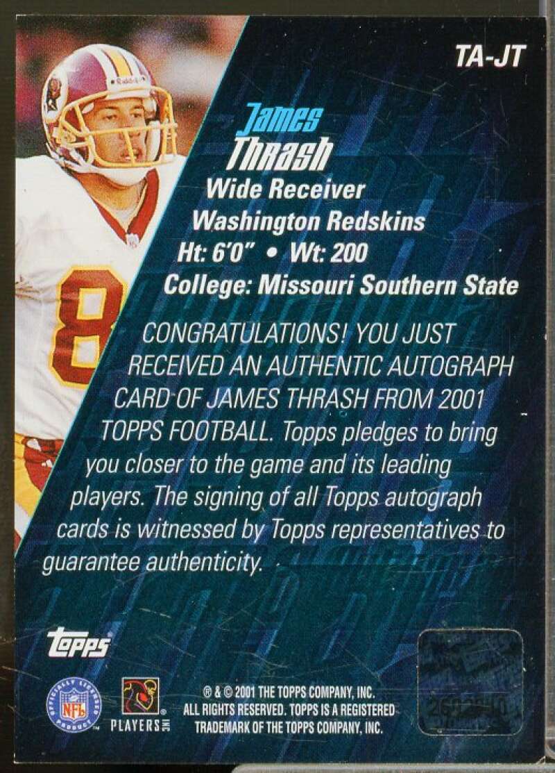 James Thrash Rookie Card 2001 Topps Autographs #TAJT  Image 2