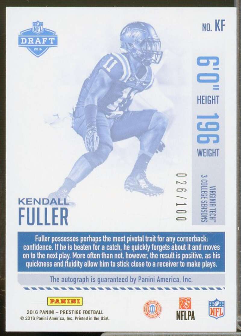 Kendall Fuller Rookie 2016 Prestige Rookie Autographs Xtra Points Purple #57  Image 2