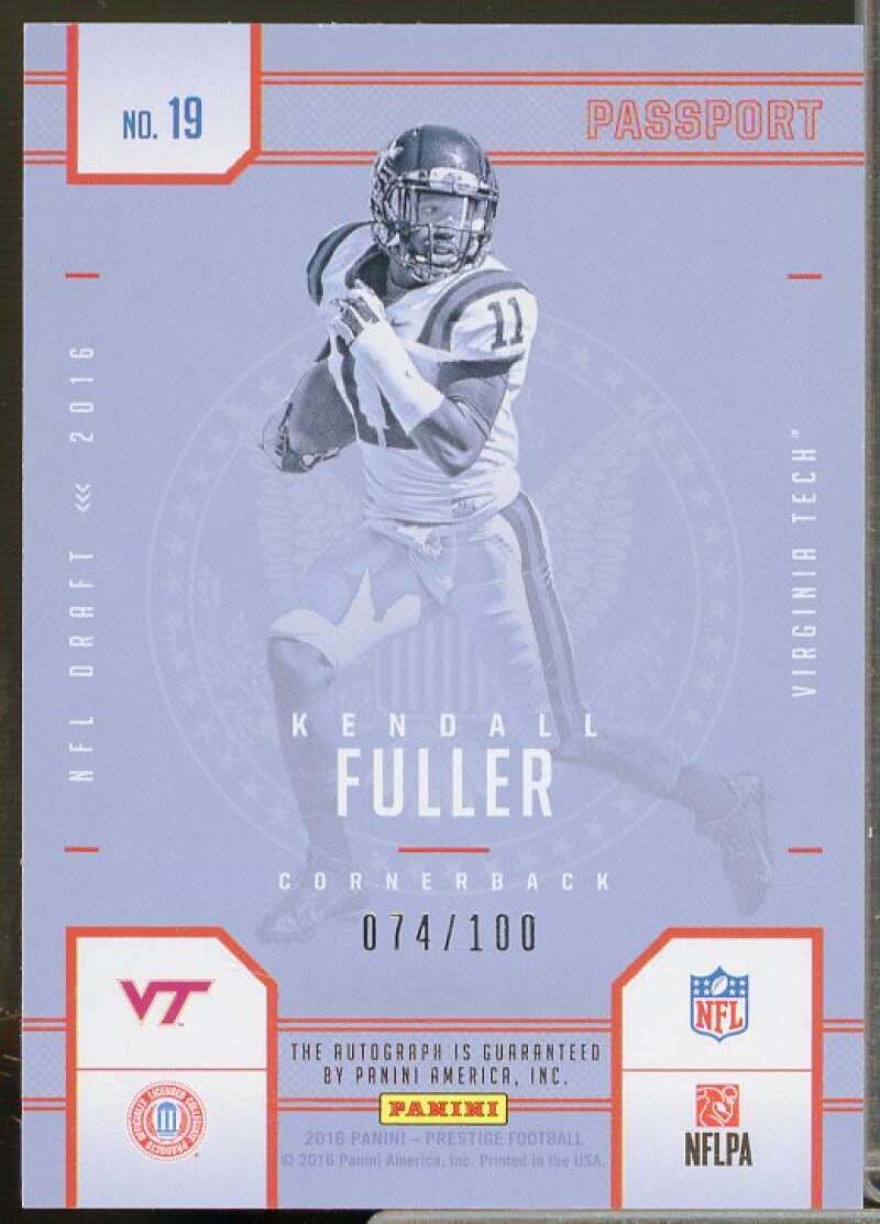 Kendall Fuller Rookie Card 2016 Prestige NFL Passport Ink #19  Image 2