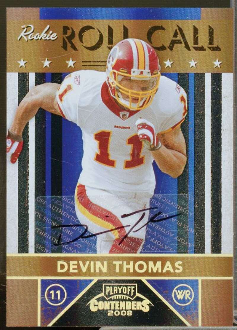 Devin Thomas Rookie Card 2008 Playoff Contenders Rookie Roll Call Autographs #4  Image 1