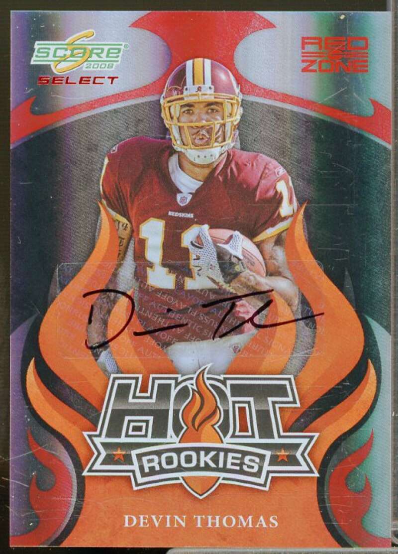 Devin Thomas Rookie Card 2008 Select Hot Rookies Autographs Red Zone #6  Image 1