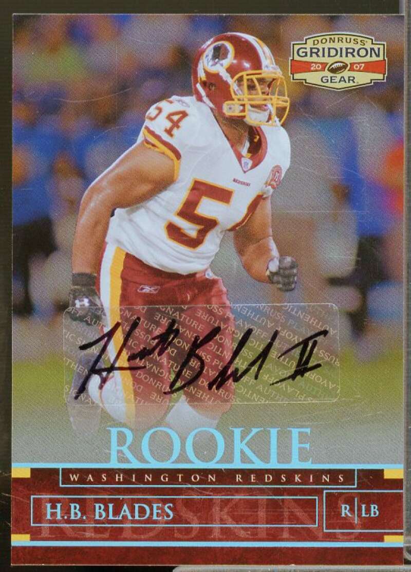 H.B. Blades Rookie 2007 Donruss Gridiron Gear Autographs Platinum Holofoil #139  Image 1