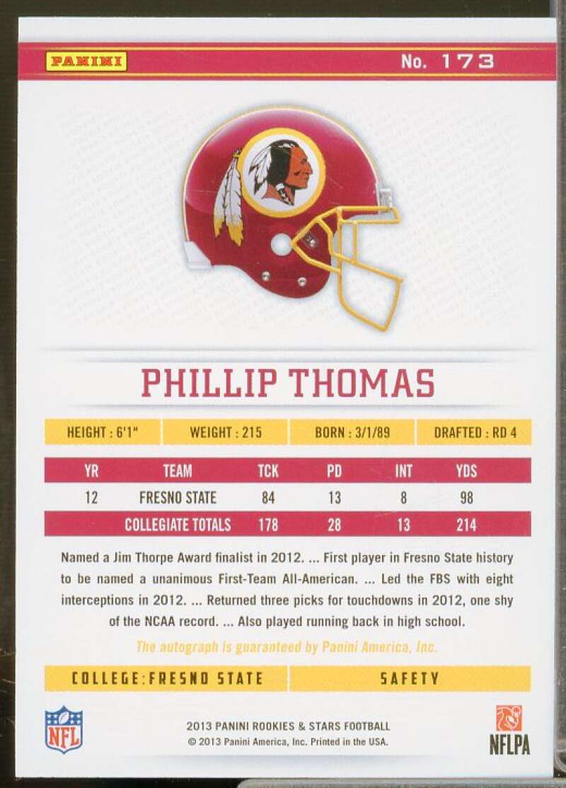 Phillip Thomas 2013 Rookies and Stars Rookie Autographs Longevity Holofoil #173  Image 2