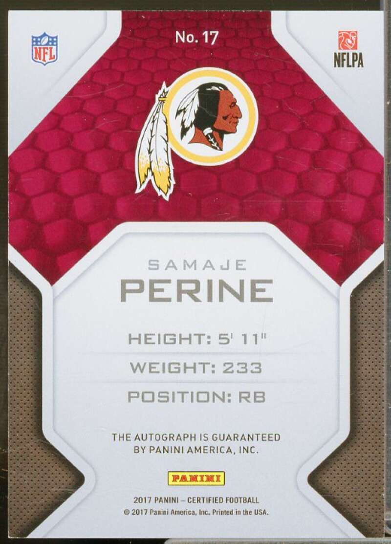 Samaje Perine Rookie 2017 Certified Rookie Roll Call Signatures Mirror Red #17  Image 2