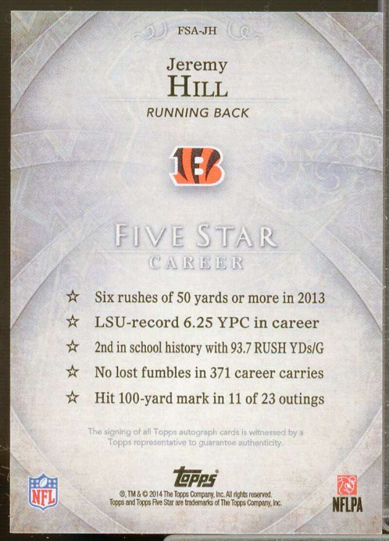 Jeremy Hill Rookie Card 2014 Topps Five Star Autographs #FSAJH  Image 2