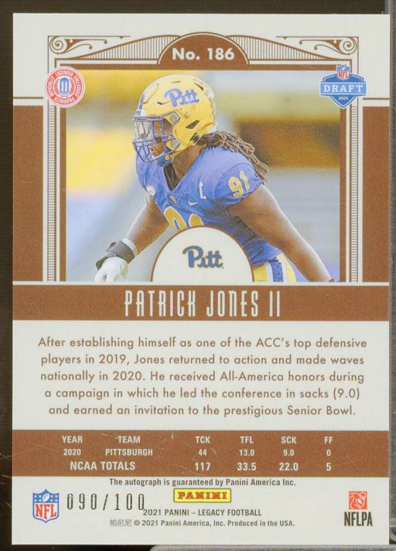 Patrick Jones II/100 2021 Panini Legacy Rookies Premium Penmanship Bronze #186  Image 2