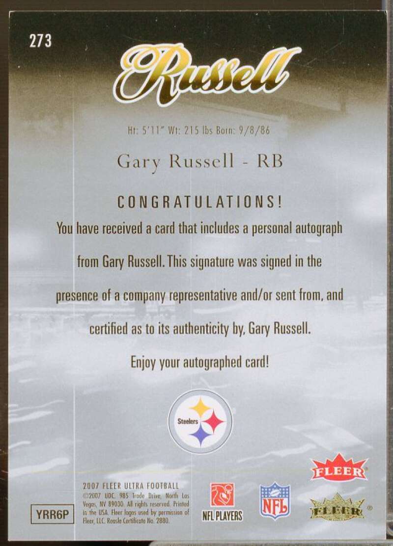 Gary Russell Rookie Card 2007 Ultra Rookie Autographs #273  Image 2