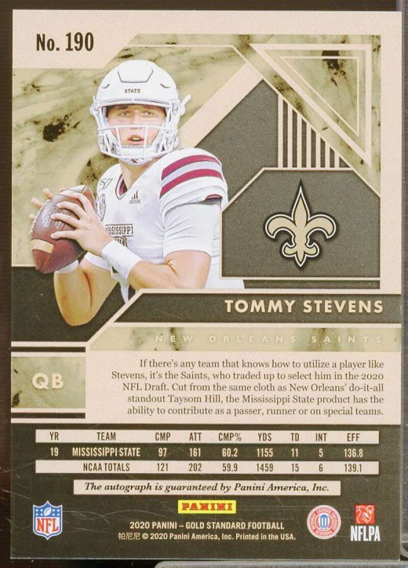 Tommy Stevens/199 Rookie Card 2020 Panini Gold Standard Rookies Autographs #190  Image 2