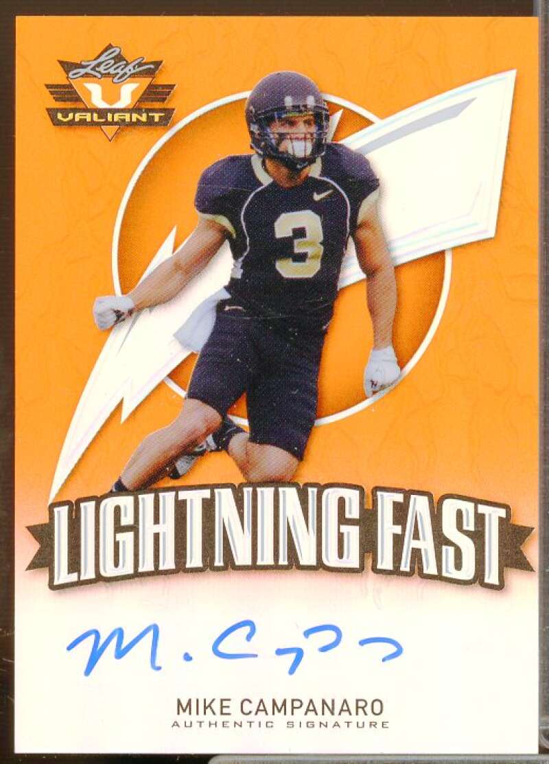 Mike Campanaro/50 Card 2014 Leaf Valiant Draft Lightning Fast Orange #LFMC1  Image 1