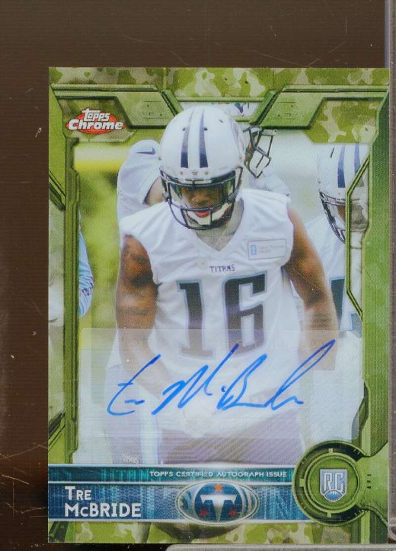 Tre McBride Rookie 2015 Topps Chrome Mini Rookie Autographs Camo Refractors #196  Image 1