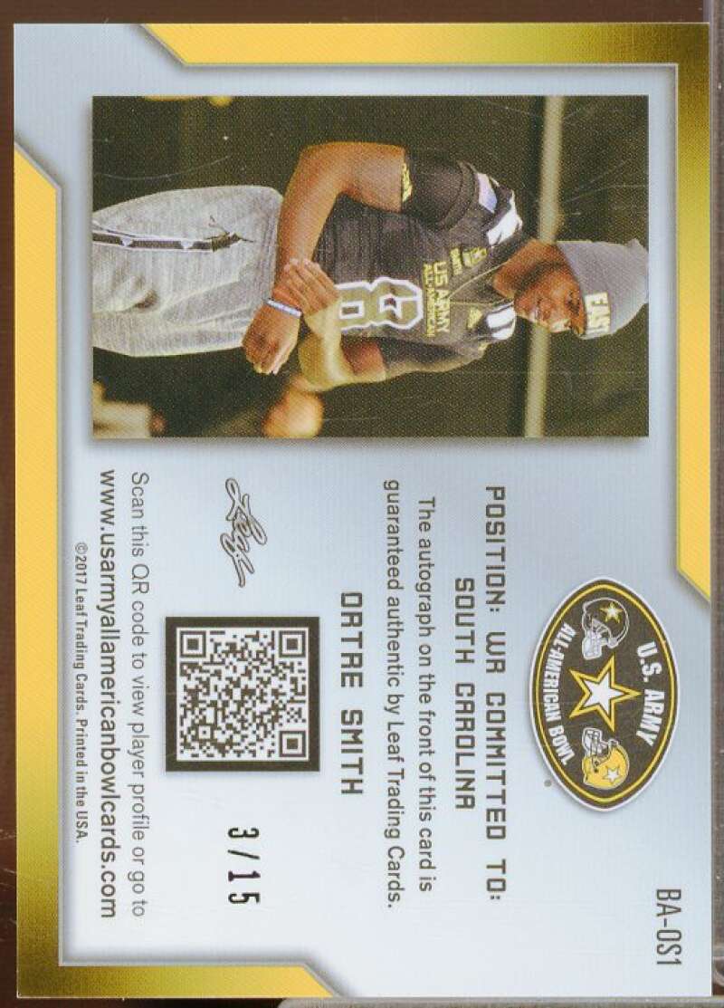 OrTre Smith Card 2017 Leaf Army All-American Bowl Metal Autographs Black #BAOS1  Image 2