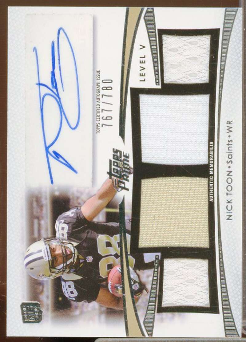 Nick Toon/780 Rookie Card 2012 Topps Prime Autographed Relics Level 5 #PVNT  Image 1