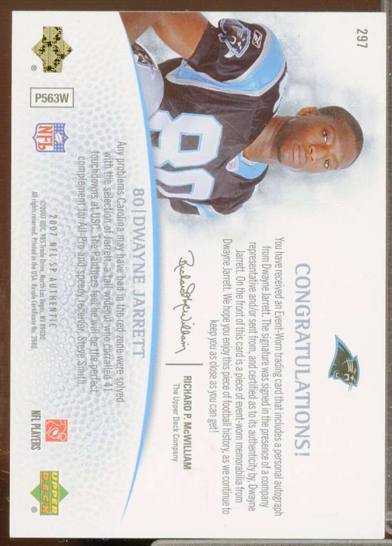 Dwayne Jarrett JSY AU Rookie Card 2007 SP Authentic #297  Image 2