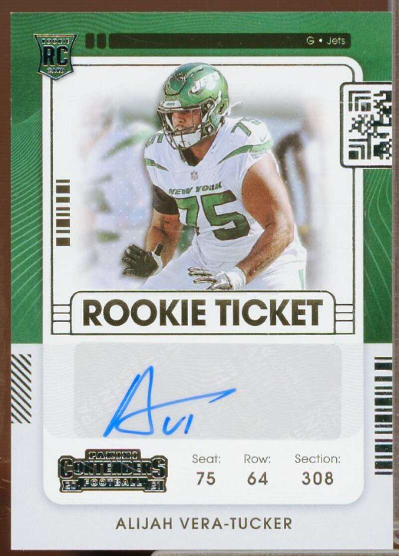 Alijah Vera-Tucker AU Rookie Card 2021 Panini Contenders #148  Image 1