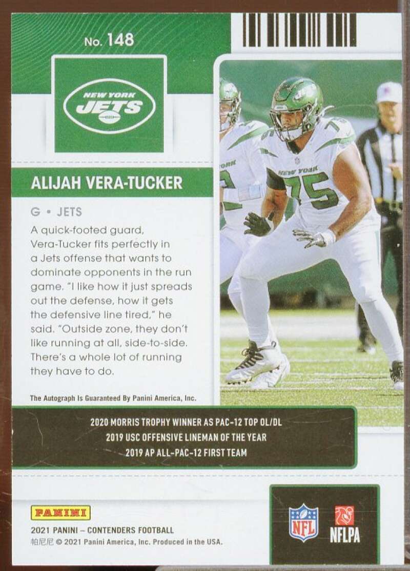 Alijah Vera-Tucker AU Rookie Card 2021 Panini Contenders #148  Image 2