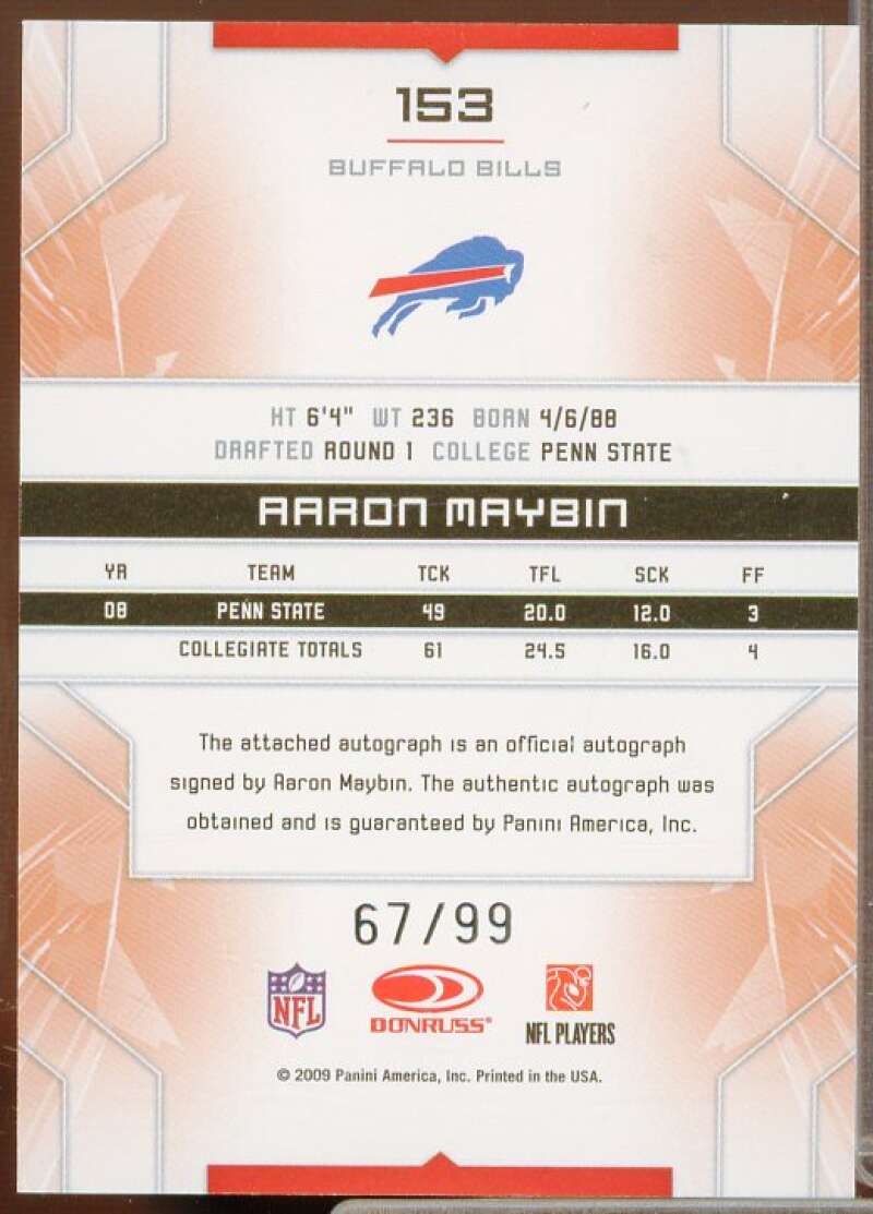 Aaron Maybin AU/99 Rookie Card 2009 Limited #153  Image 2