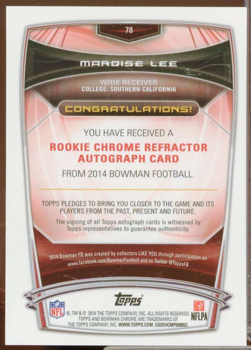 Marqise Lee 2014 Bowman Chrome Rookie Autographs College Blue Refractors #78  Image 2