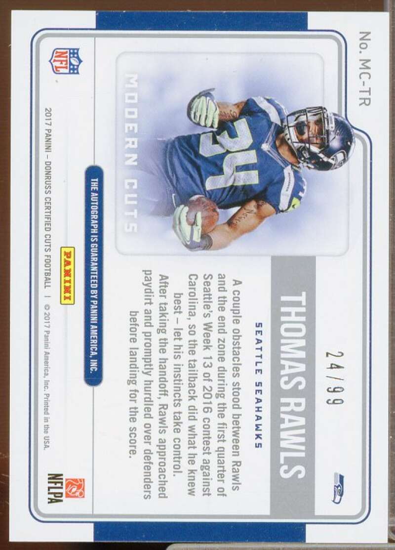 Thomas Rawls/99 Rookie Card 2017 Certified Cuts Modern Cuts #8  Image 2