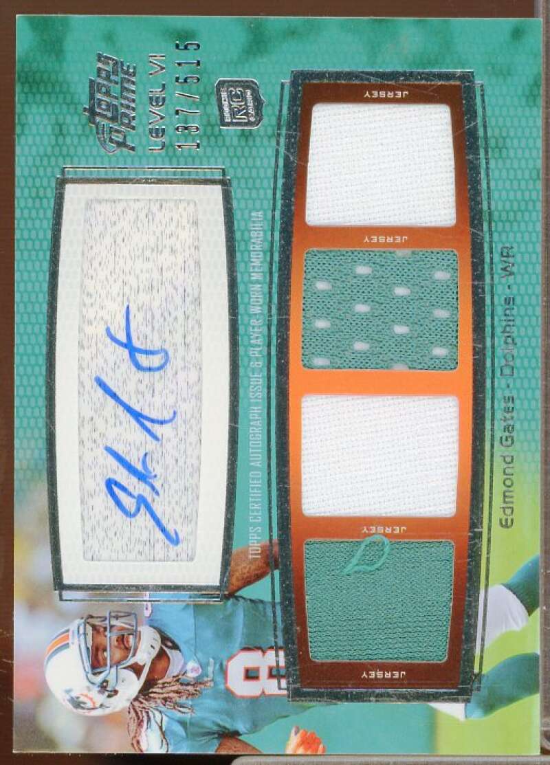 Edmond Gates/515 Rookie Card 2011 Topps Prime Autographed Relics Level 6 #PVIEG  Image 1