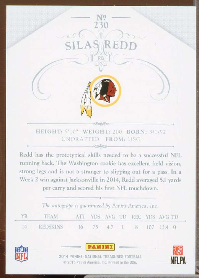 Silas Redd AU Rookie Card 2014 Panini National Treasures #230  Image 2