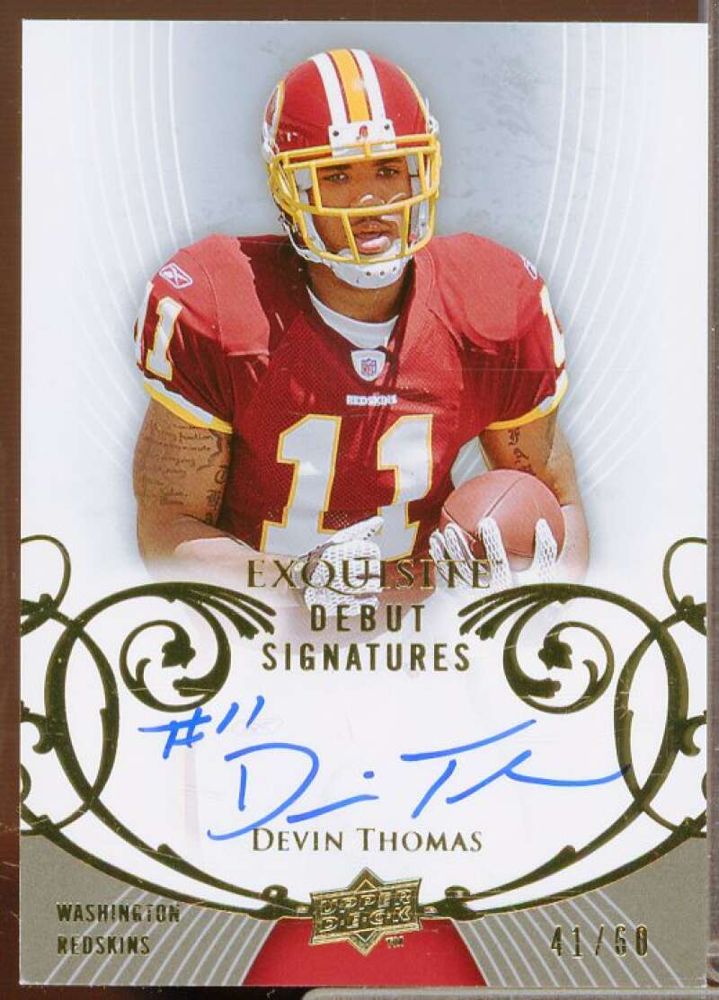 Devin Thomas/60 Rookie Card 2008 Exquisite Collection Debut Signatures #EGDSDT  Image 1