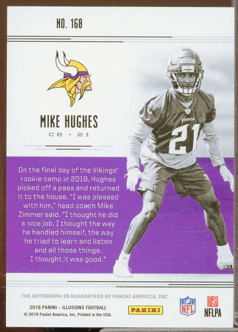 Mike Hughes AU/199 Rookie Card 2018 Panini Illusions #168  Image 2