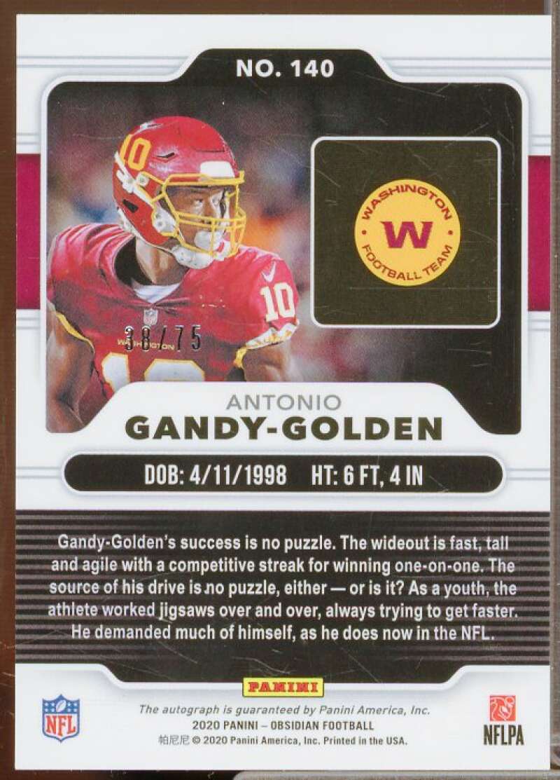 Antonio Gandy-Golden Rookie 2020 Obsidian Rookie Auto Electric Etch Orange #140  Image 2