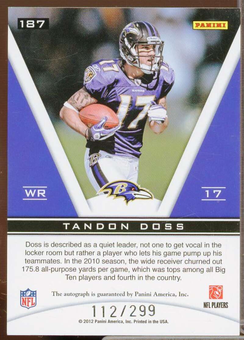 Tandon Doss AU/299 Rookie Card 2011 Totally Certified #187  Image 2