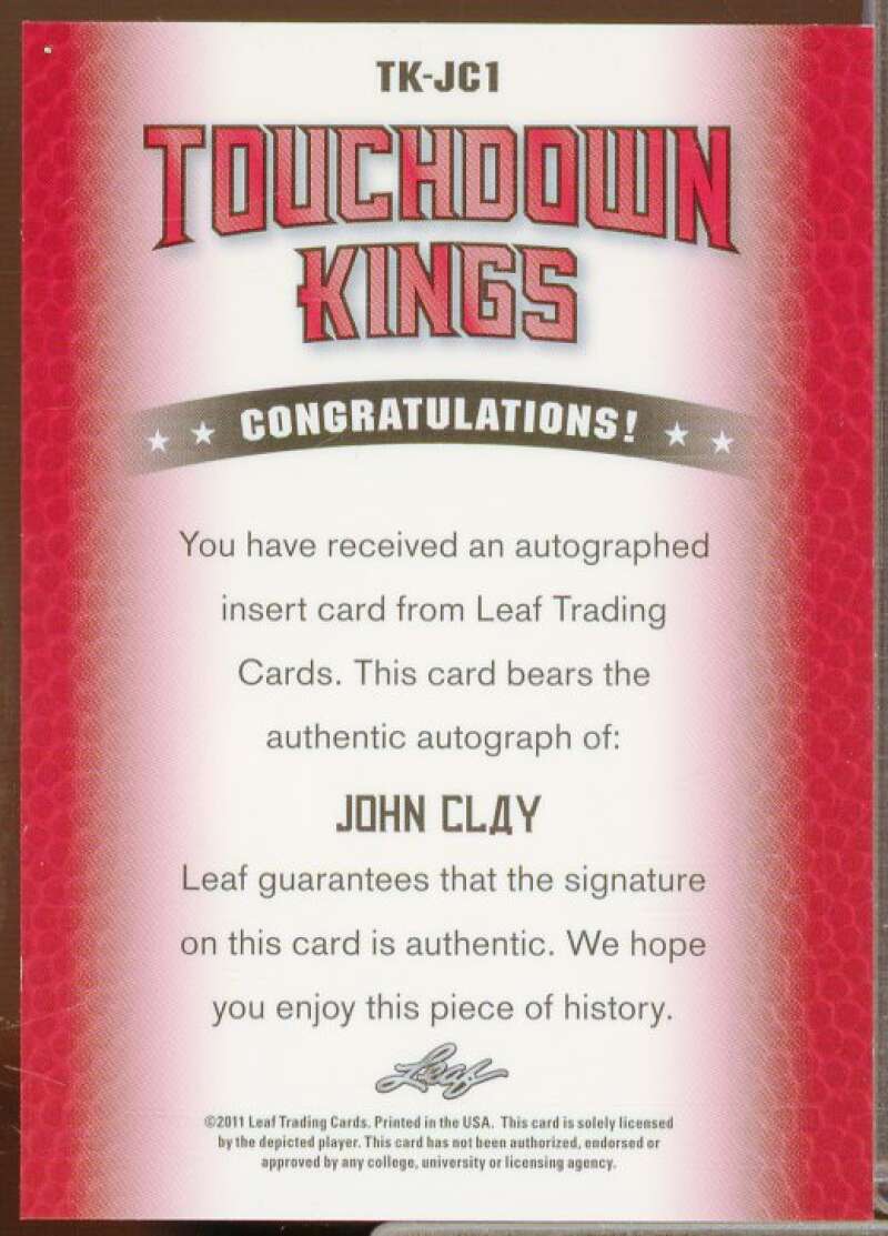 John Clay Rookie 2011 Leaf Metal Draft Touchdown Kings Prismatic Silver #TKJC1  Image 2