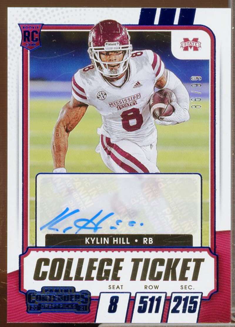 Kylin Hill AU Rookie Card 2021 Panini Contenders Draft Picks Campus Ticket #138  Image 1