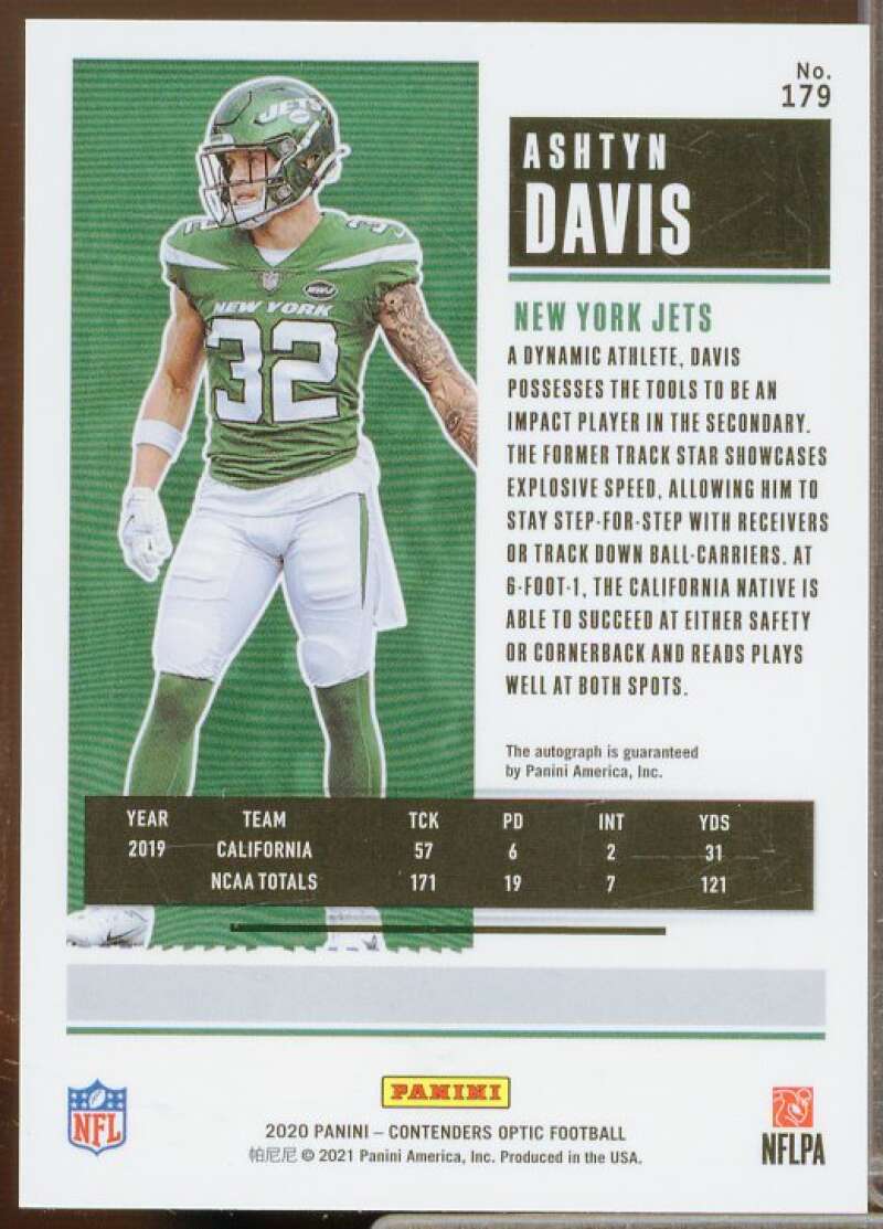 Ashtyn Davis AU Rookie Card 2020 Panini Contenders Optic #179  Image 2