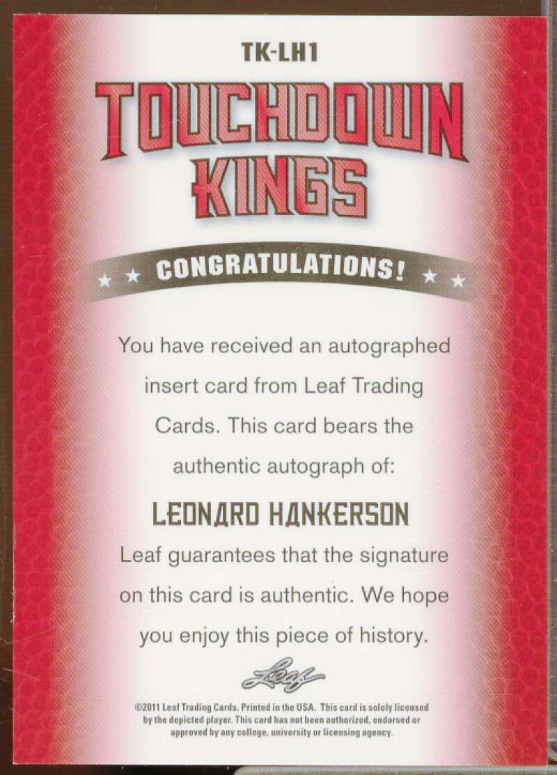 Leonard Hankerson Rookie Card 2011 Leaf Metal Draft Touchdown Kings #TKLH1  Image 2