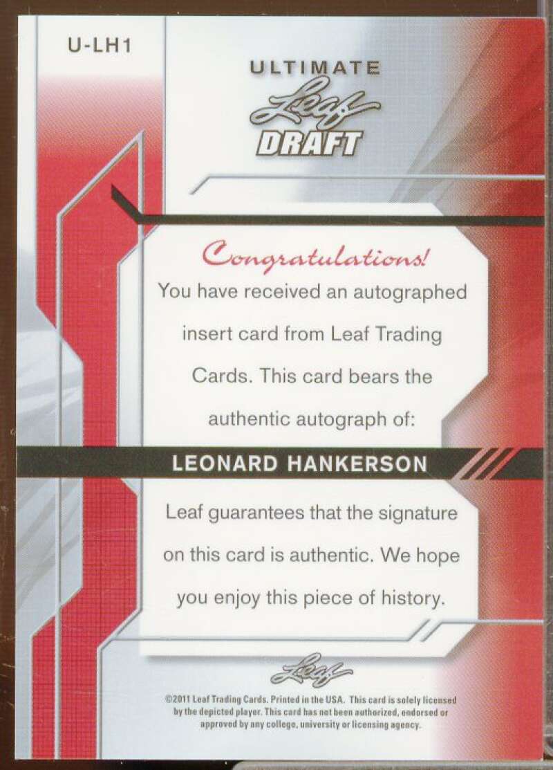 Leonard Hankerson Rookie Card 2011 Leaf Ultimate Draft #ULH1  Image 2