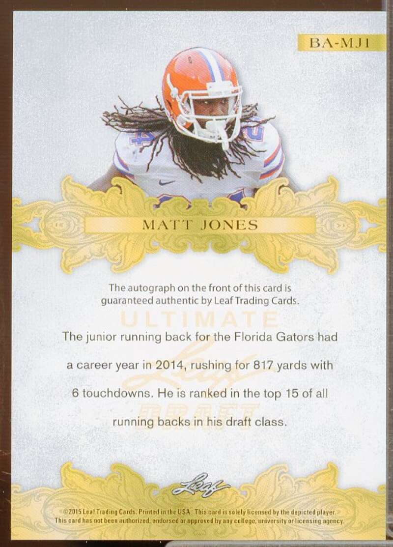 Matt Jones/99 Rookie Card 2015 Leaf Ultimate Draft #BAMJ1  Image 2