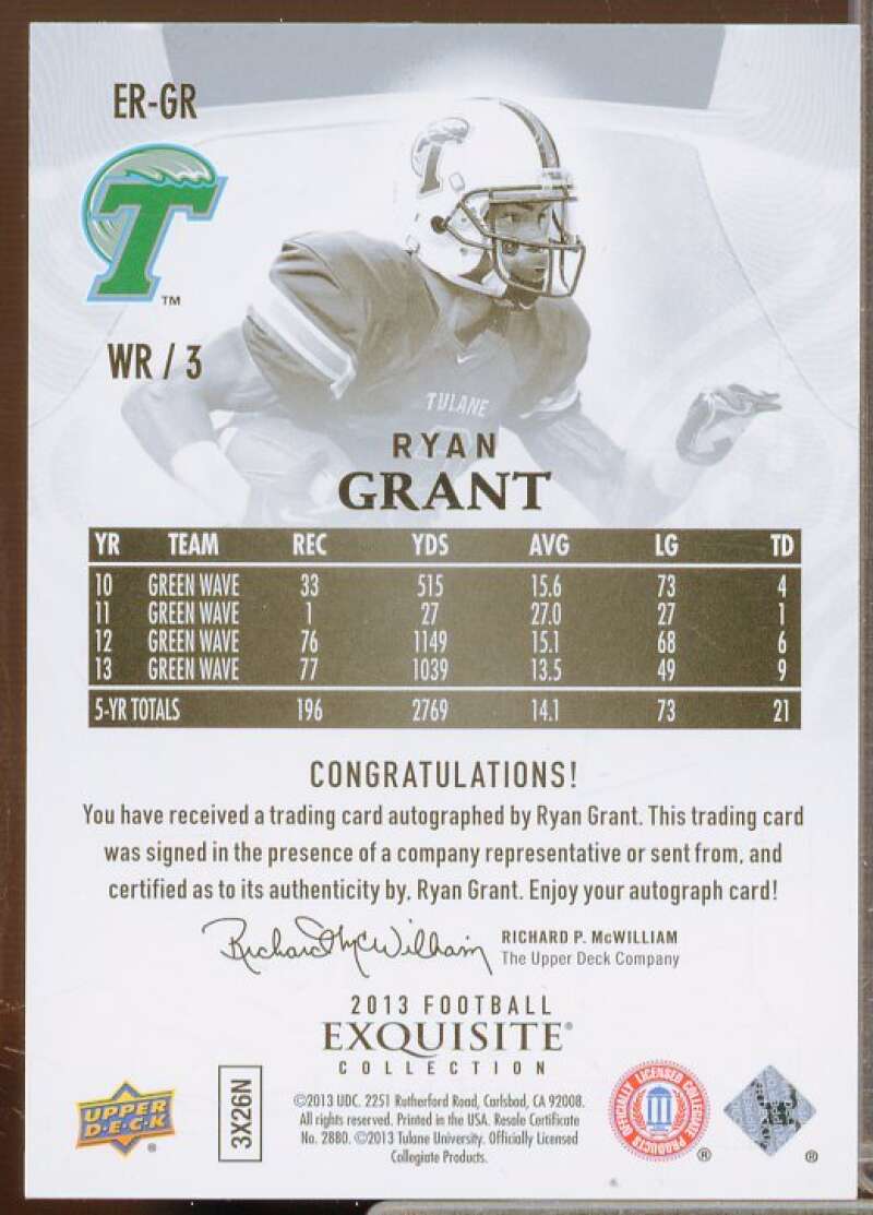 Ryan Grant/99 EXCH Rookie 2013 Exquisite Collection Draft Picks Autographs #ERGR  Image 2