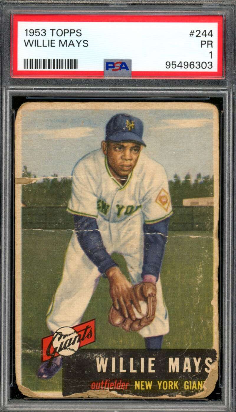 Willie Mays Card 1953 Topps #244 PSA 1 Image 1