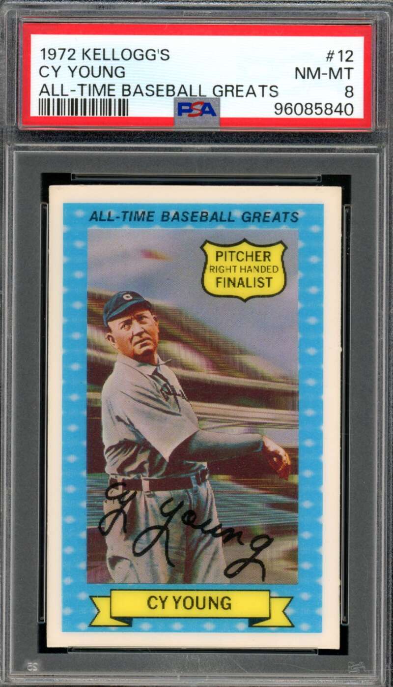 Cy Young Card 1972 Kellogg's #12 PSA 8 Image 1