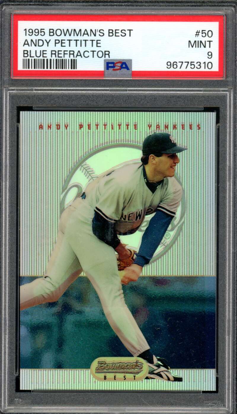 Andy Pettitte Card 1995 Bowman's Best Blue Refractor #50 PSA 9 Image 1