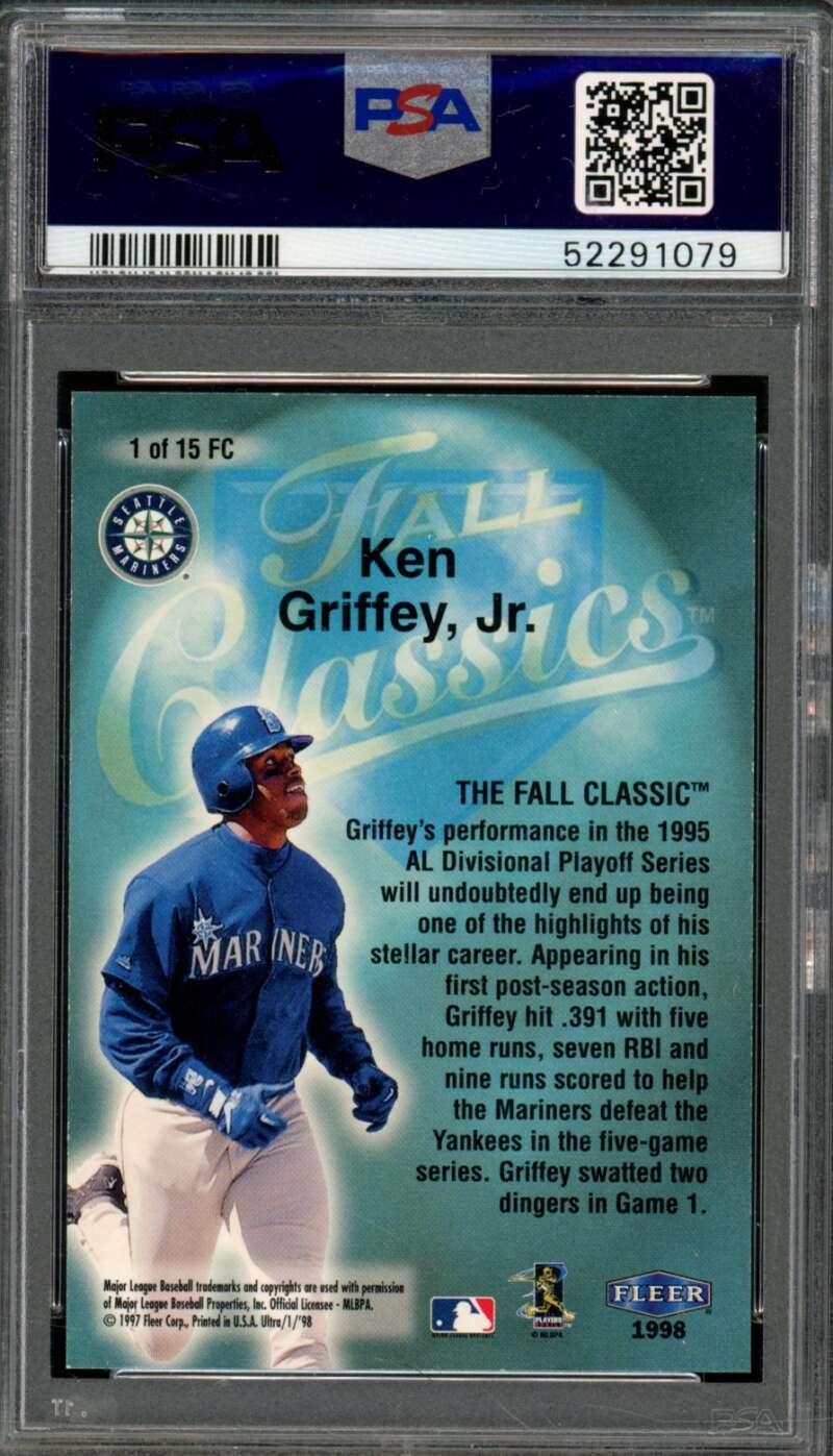 Ken Griffey Jr. Card 1998 Ultra Fall Classics #1 (pop 5) PSA 9 Image 2