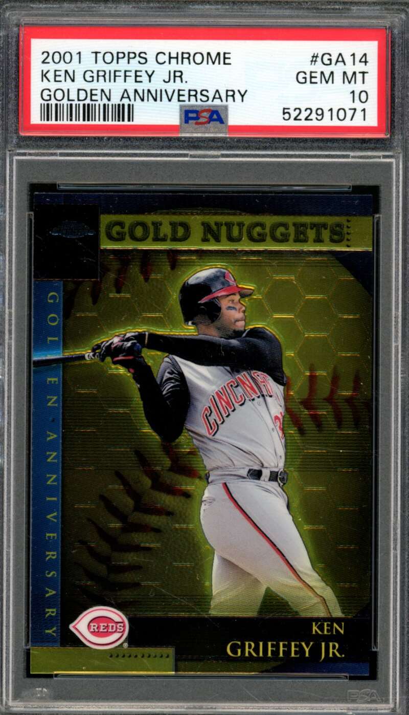 Ken Griffey Jr. Card 2001 Topps Chrome Golden Anniversary (pop 12) #GA14 PSA 10 Image 1