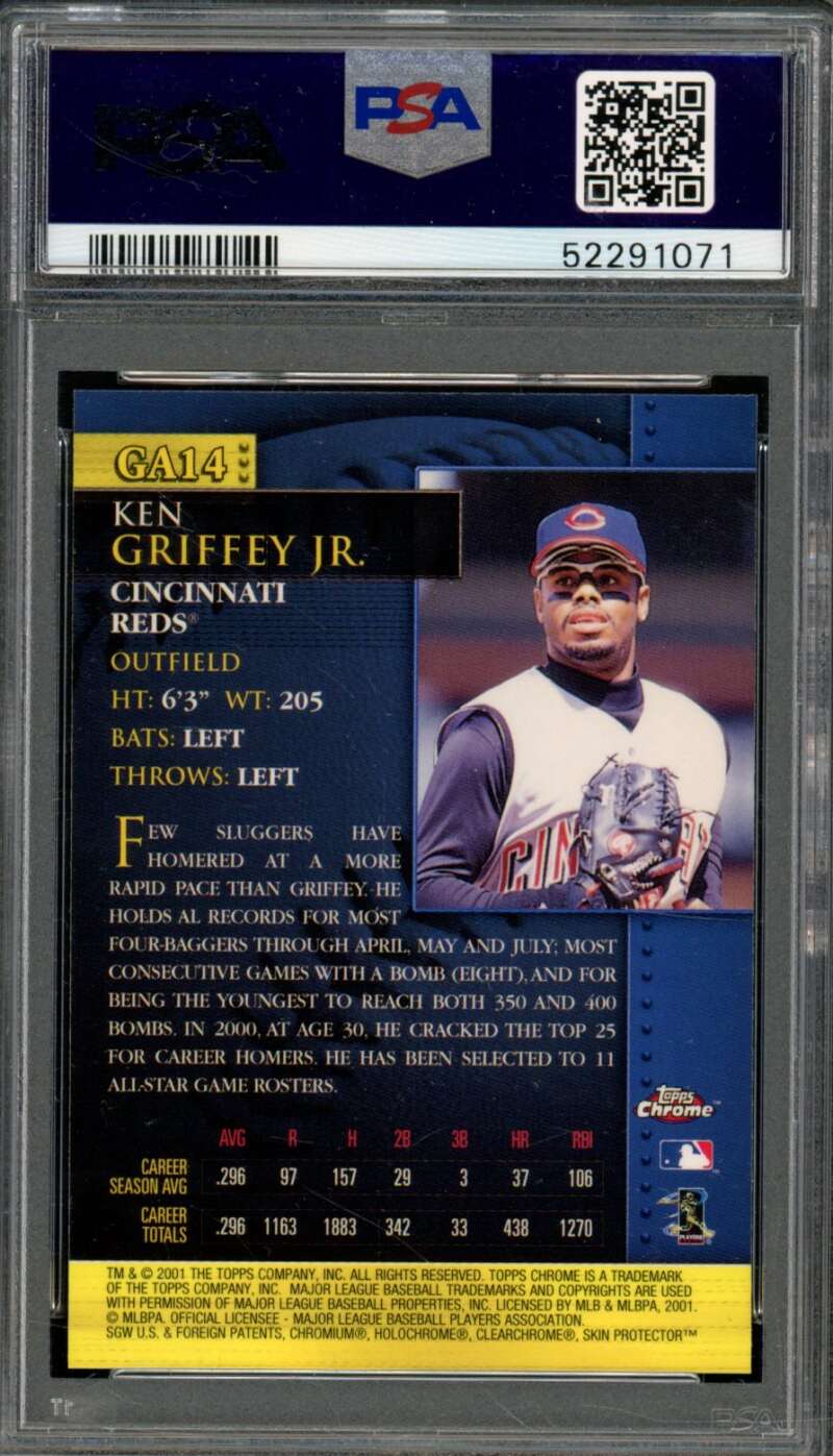 Ken Griffey Jr. Card 2001 Topps Chrome Golden Anniversary (pop 12) #GA14 PSA 10 Image 2